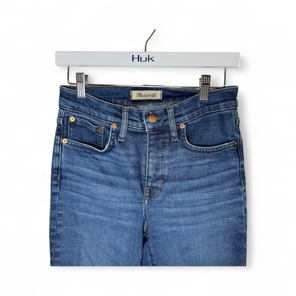 Madewell Women Mid Rise Kick Out Bootcut Crop Ankle Jeans NM242 Raw Hem Size 25 - Picture 2 of 9